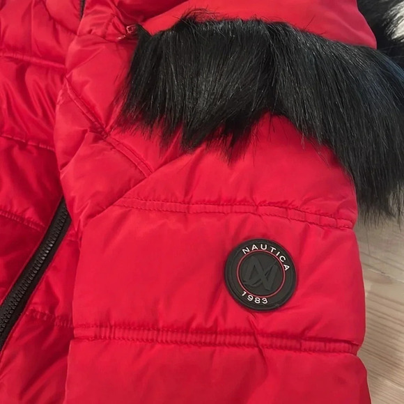 Red Nautical Puffer Coat - Picture 7 of 8